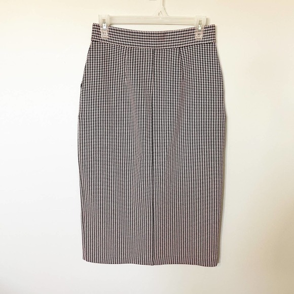 & other stories houndstooth high rise front button midi skirt - Picture 2 of 12